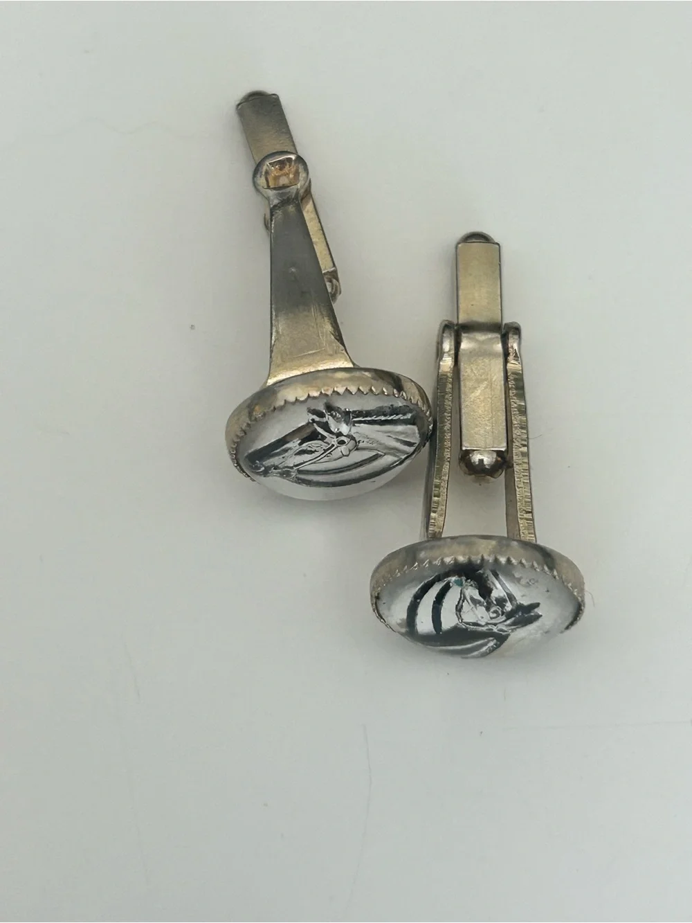 Reverse painted glass Horse head cuff links